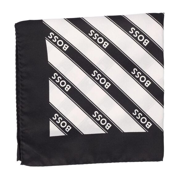 Hugo Boss Mens Repeat Logo Pocket Square / Black